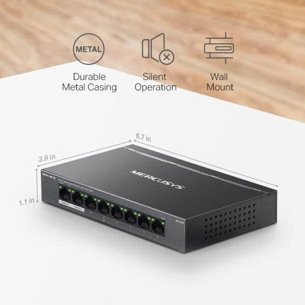 Bộ chia mạng (Switch) 5 Cổng Gigabit với 4 Cổng PoE+ Mercusys MS105GP