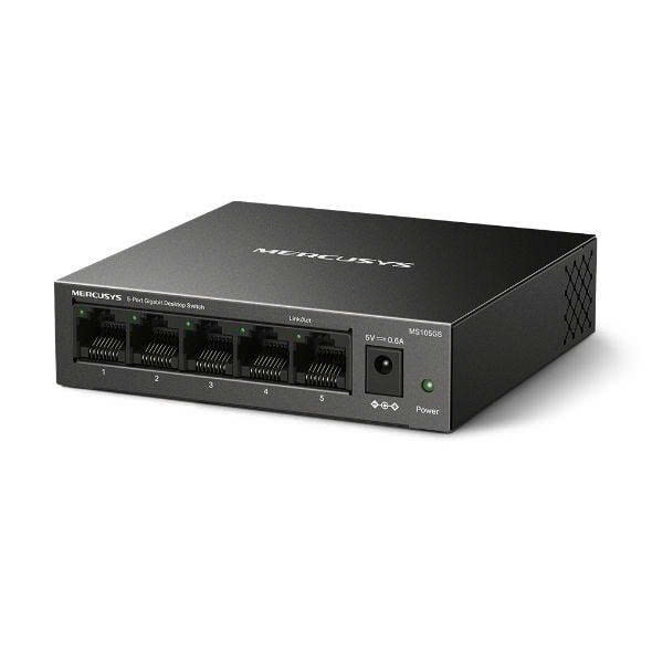 Bộ chia mạng (Switch) 5 Cổng Gigabit Mercusys MS105GS 10/100/1000 Mbps vỏ sắt màu đen