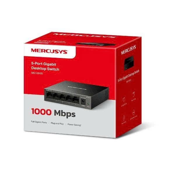 Bộ chia mạng (Switch) 5 Cổng Gigabit Mercusys MS105GS 10/100/1000 Mbps vỏ sắt màu đen
