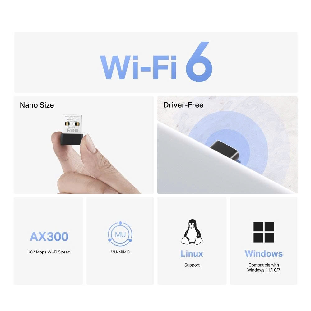 Copy of USB thu Wifi 6 Mercusys MA14N AX300 Nano nhỏ gọn tiện lợi