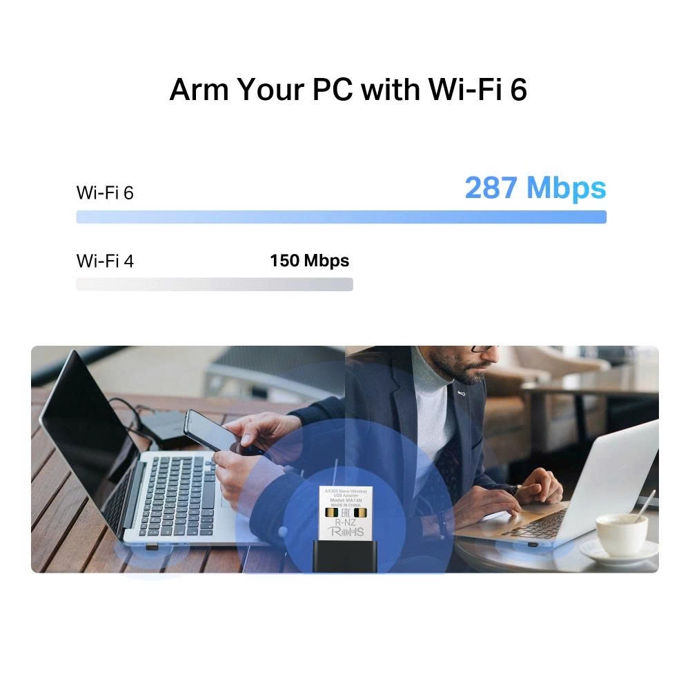 Copy of USB thu Wifi 6 Mercusys MA14N AX300 Nano nhỏ gọn tiện lợi