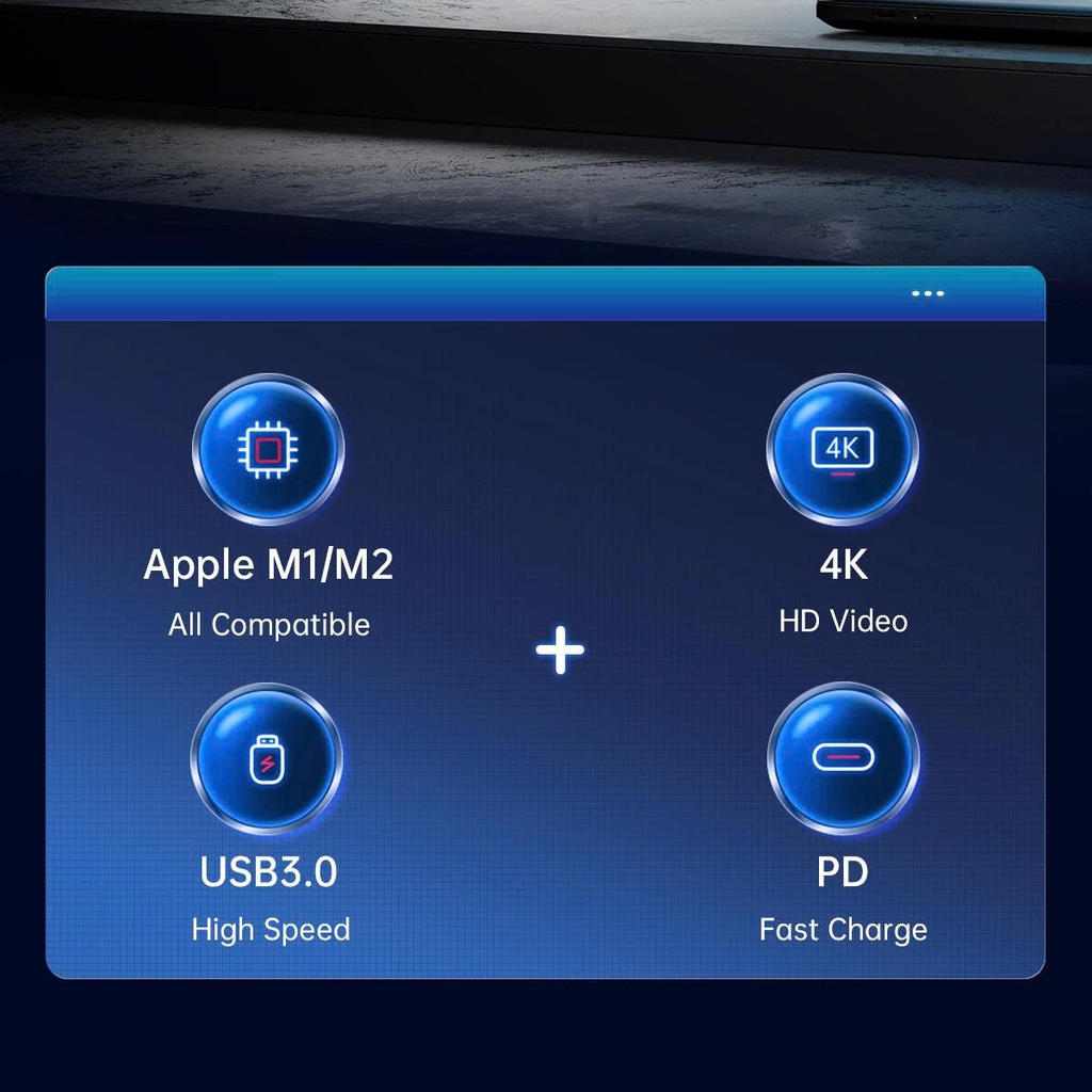 Orico Cáp chuyển Type C sang HDMI 6 in 1 Orico PW11 6P-SV-EP sang HDMI DP 3USB cho máy tính, điện thoại...