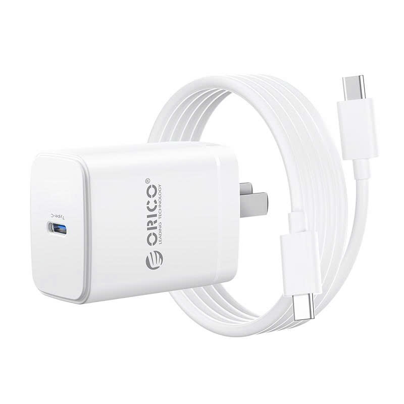 Bộ Cốc Cáp sạc Type C 20W Orico RT-20C màu trắng dùng cho điên thoại Iphone, Samsung, ...