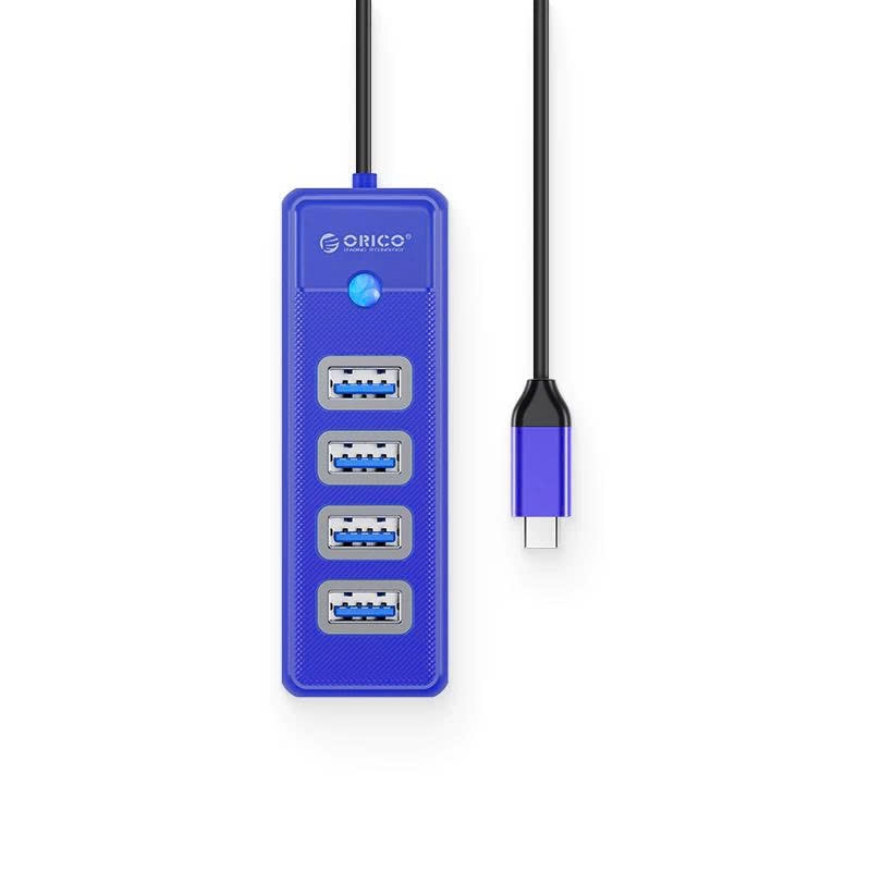 Bộ chia Type C sang 4 cổng USB 3.0 Orico PW4U-C3 dài 15cm 50cm 100cm tùy chọn vỏ nhựa  màu đen