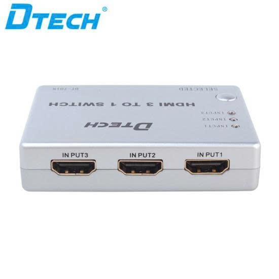Bộ gộp 3 CPU dùng chung 1 màn hình HDMI có Remote Dtech DT 7018 chính hãng