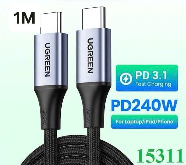Ugreen Cáp sạc nhanh Type C Ugreen 15311 US535 dài 1M 240W PD3.1 5A dây dù