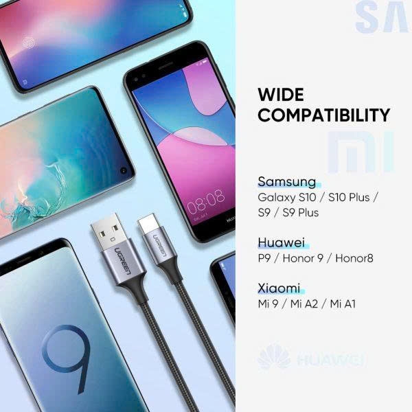 Ugreen Cáp sạc nhanh USB sang Type C UGREEN 60127 US288 dài 1M dây màu đen