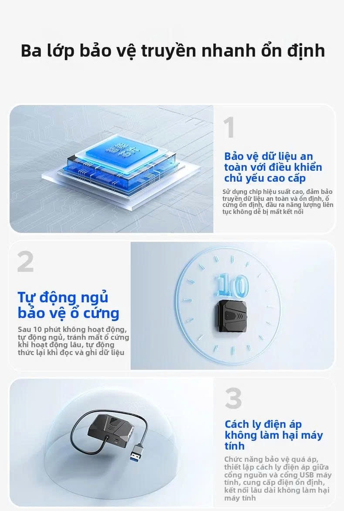 Cáp đọc ổ cứng SSD HDD 2.5 3.5 in sang Sata 3 Orico USB Type C tùy chọn