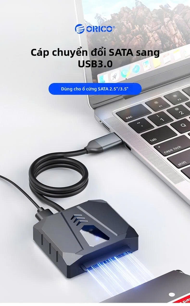 Cáp đọc ổ cứng SSD HDD 2.5 3.5 in sang Sata 3 Orico USB Type C tùy chọn
