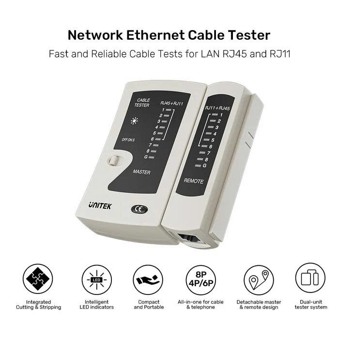 Bộ Test mạng RJ45 điện thoại RJ11 UNITEK OT40GY