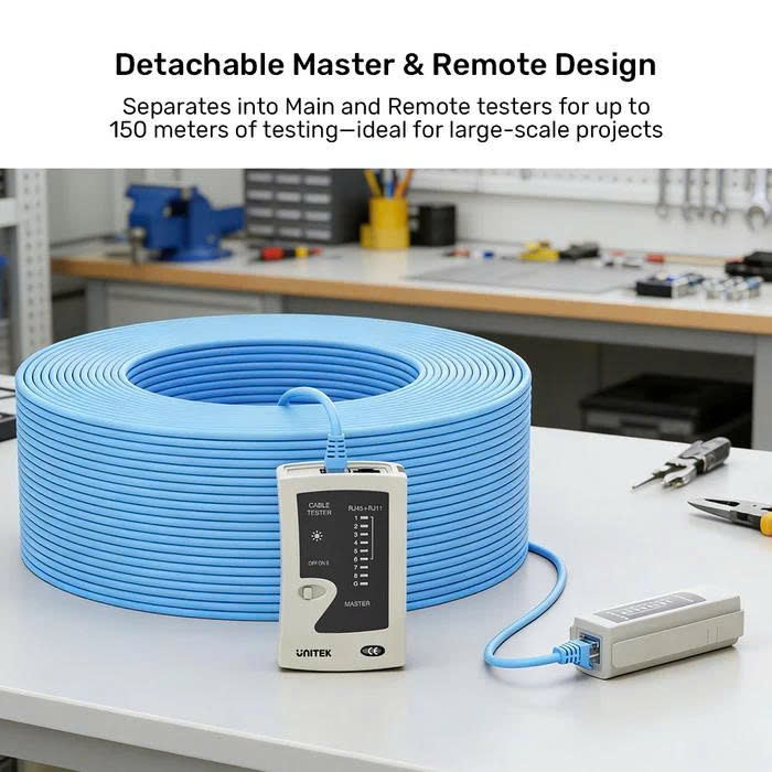 Bộ Test mạng RJ45 điện thoại RJ11 UNITEK OT40GY