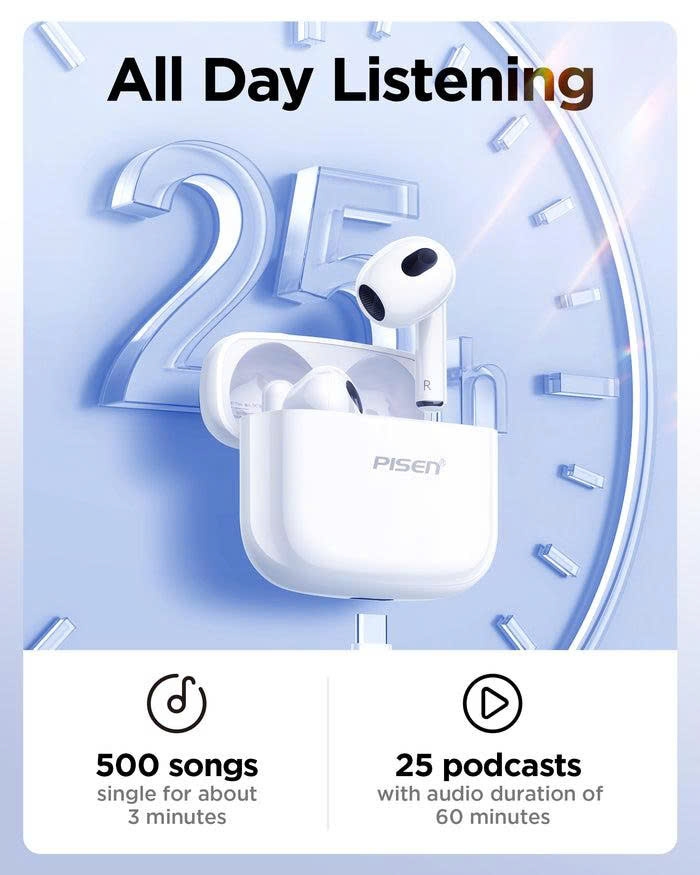 Pisen Tai nghe không dây Bluetooth True wireless Buds P1 PISEN BHD TW4 màu trắng