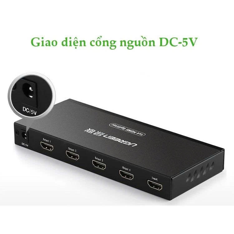 Bộ chia HDMI 1 sang 4 Ugreen 40202 hỗ trợ full HD, 4K*2K@30H màu đen, vỏ kim kim loại
