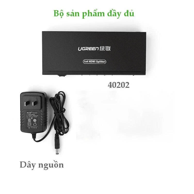 Bộ chia HDMI 1 sang 4 Ugreen 40202 hỗ trợ full HD, 4K*2K@30H màu đen, vỏ kim kim loại