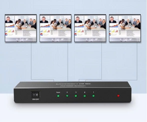 Bộ chia HDMI 1 sang 4 Ugreen 40202 hỗ trợ full HD, 4K*2K@30H màu đen, vỏ kim kim loại