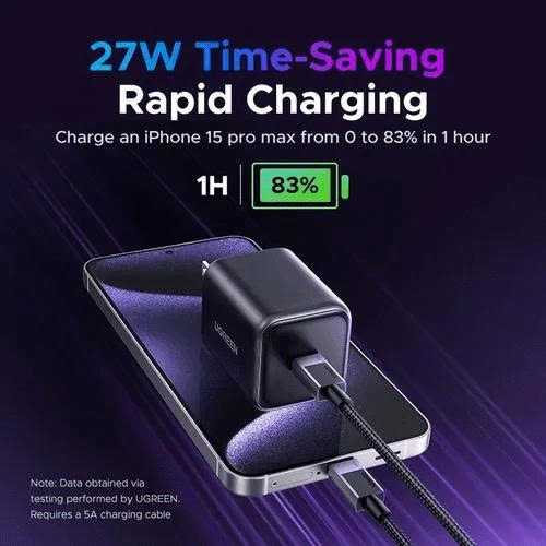 Củ sạc nhanh UGREEN 65050B  X524  45W 1 cổng USB C màu đen chuẩn US