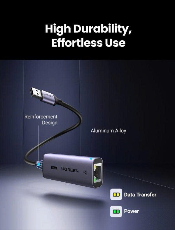 Cáp chuyển  USB 3.0 sang mạng Lan RJ45 2.5Gbps Ugreen 25051 CM468 vỏ nhôm