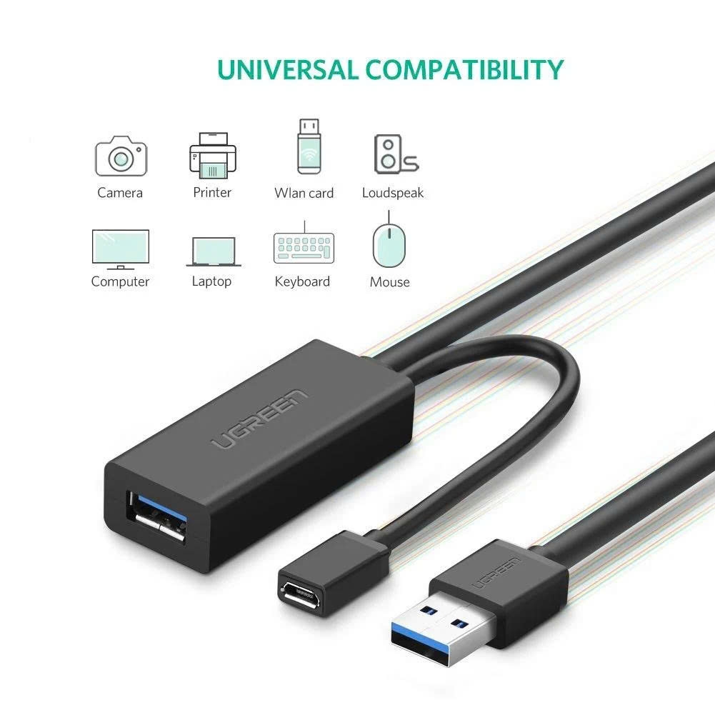 Ugreen Cáp nối dài USB 3.0 dài 5m Ugreen 20826 Chipset màu đen
