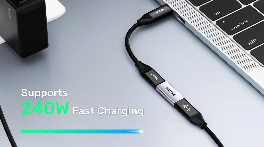 Đầu nối 2 đầu Type C cái Thunderpont 4 Unitek A1036GY 40 Gbps 8K60HZ PD240W hợp kim nhôm