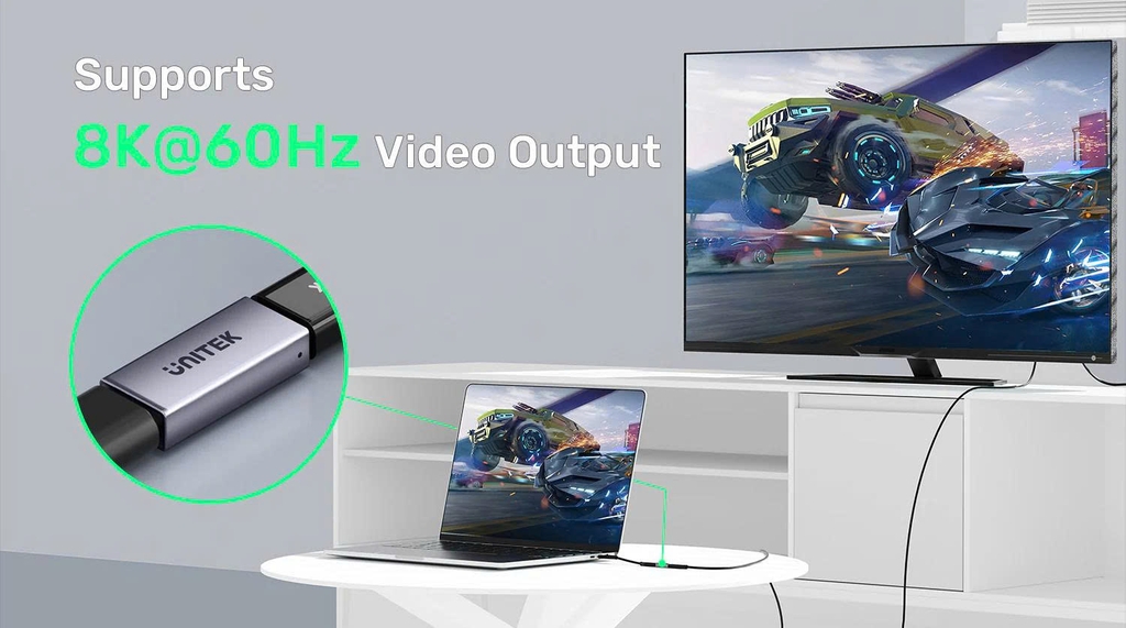 Đầu nối 2 đầu Type C cái Thunderpont 4 Unitek A1036GY 40 Gbps 8K60HZ PD240W hợp kim nhôm