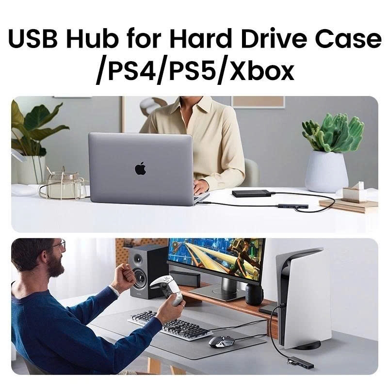 Bộ chia USB 3.0 sang 4 cổng USB Ugreen 25851 CM219 vỏ nhựa dài 15cm màu đen