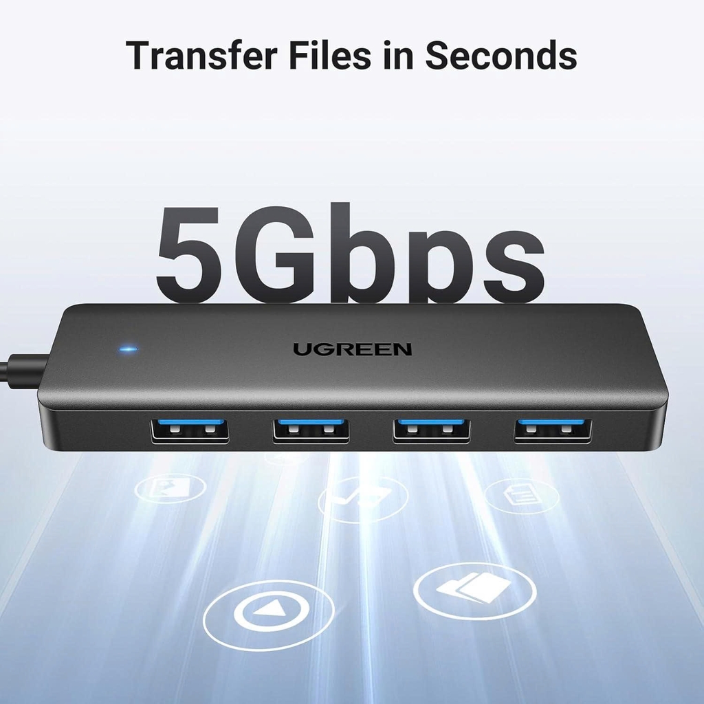 Bộ chia USB 3.0 sang 4 cổng USB Ugreen 25851 CM219 vỏ nhựa dài 15cm màu đen