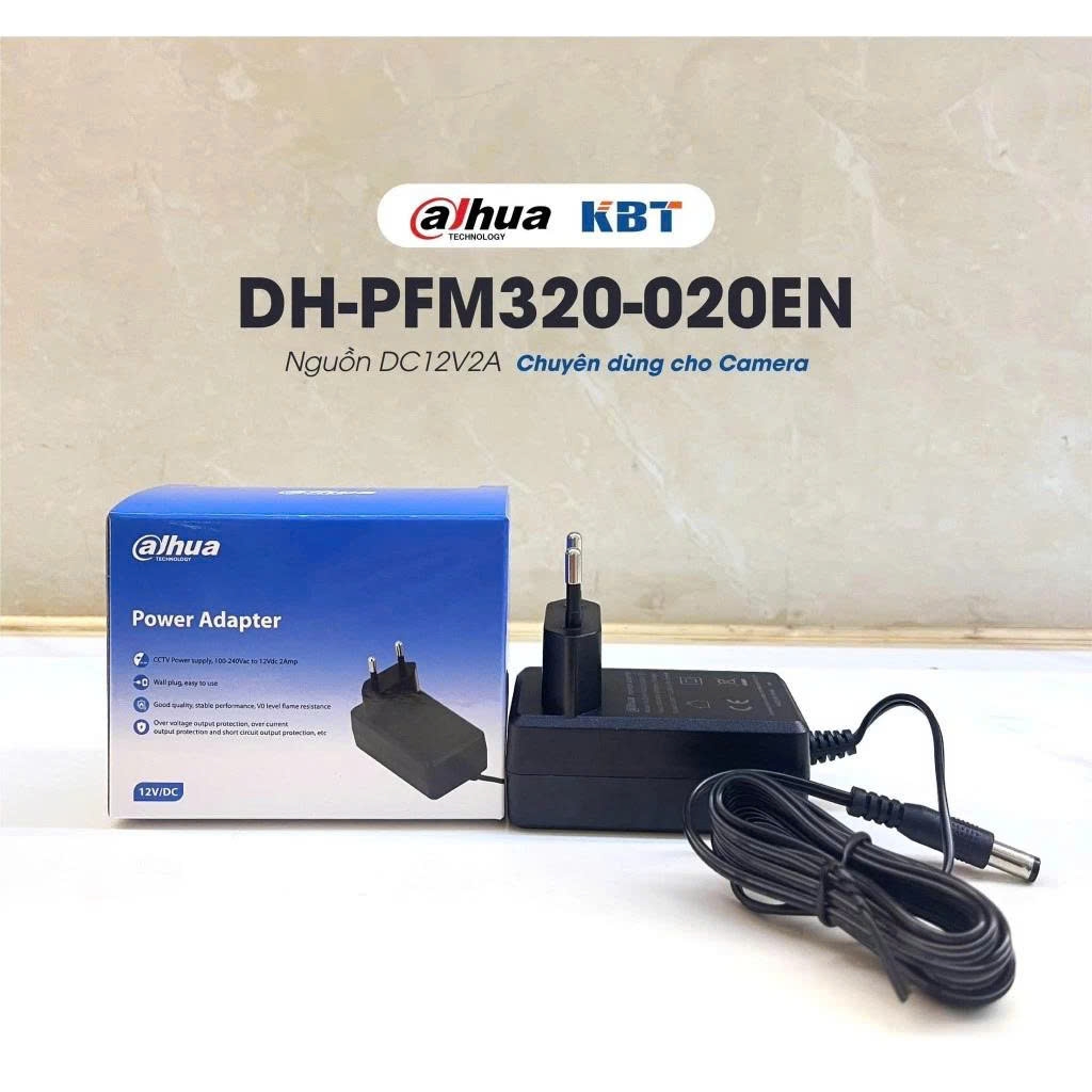 Nguồn 12V-2A Dahua DH-PFM320-020EN, Nguồn 12V2A chuyên dụng camera, Adapter Camera CCTVA