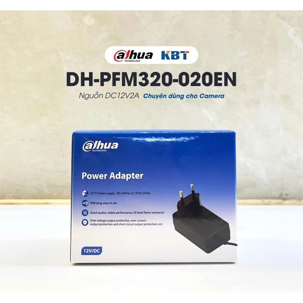 Nguồn 12V-2A Dahua DH-PFM320-020EN, Nguồn 12V2A chuyên dụng camera, Adapter Camera CCTVA