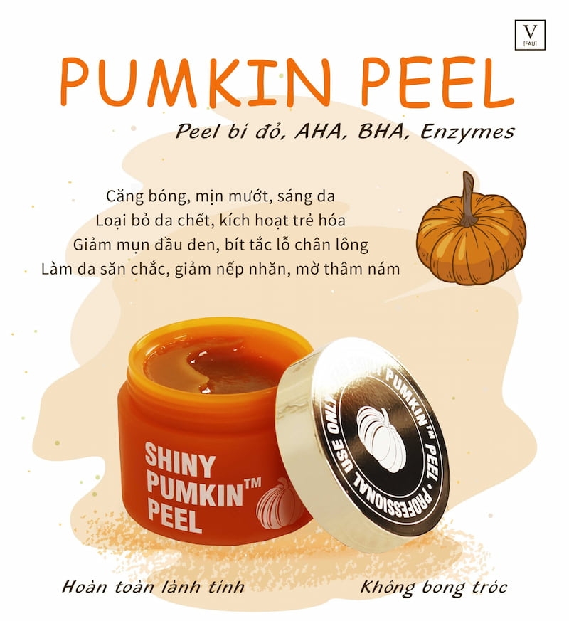 [Peel bí đỏ] Kem tái tạo da FAU Shiny Pumpkin Peel, +AHA +BHA trẻ hóa, sáng da