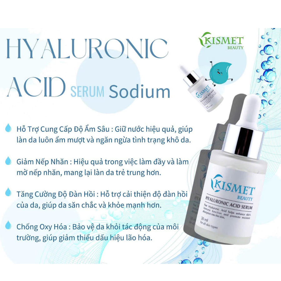 Serum HA Kismet Hyaluronic acid Sodium – Siêu dưỡng ẩm phục hồi da