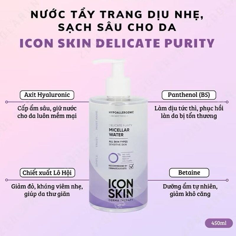 Nước Tẩy Trang ICONSKIN Delicate Purity Micellar Water – Làm Sạch Dịu Nhẹ Cho Da Nhạy Cảm