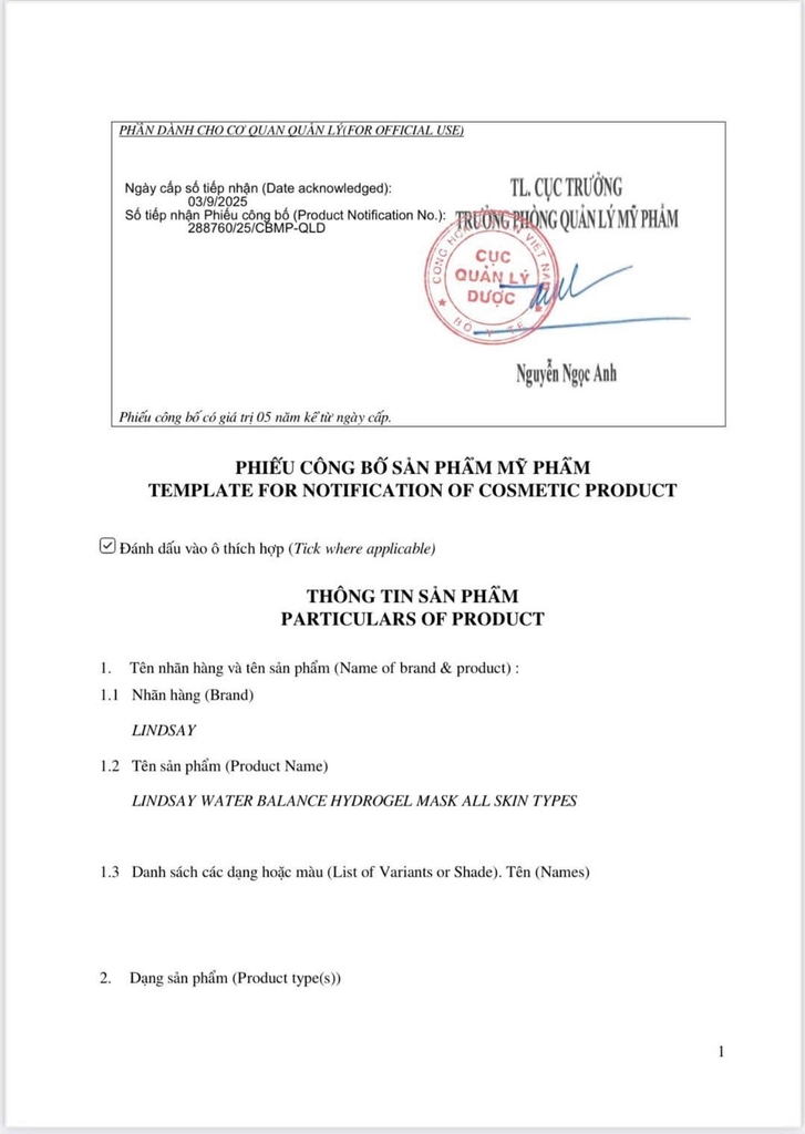 Mặt nạ ốc sên Water Lindsay hộp 10 miếng