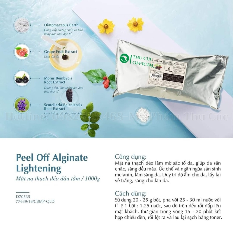 Mặt nạ dâu tằm Desembre Peel Off Alginate Lightening 1000g - Dưỡng sáng da