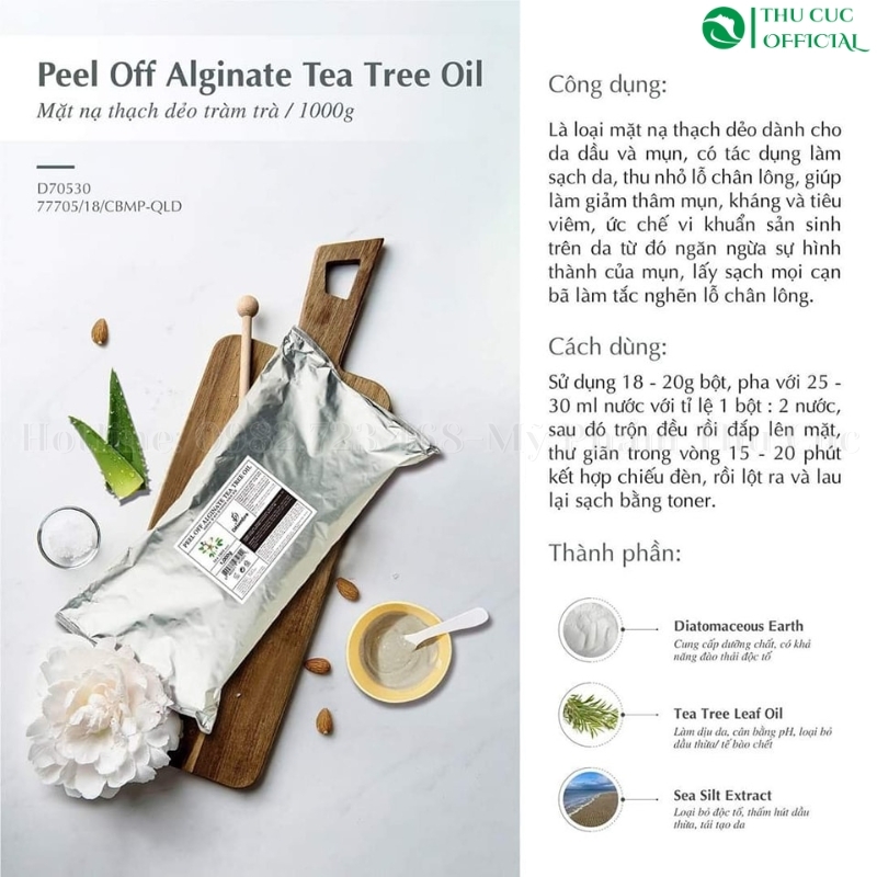 Bột mặt nạ dẻo tràm trà Desembre Peel Off Alginate Tea Tree Oil 1000g