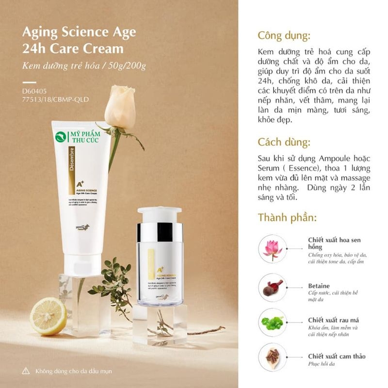 Kem dưỡng căng bóng Desembre Aging Science Age 24H Care Cream size 50g/ 200g