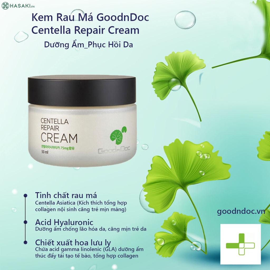 Kem Dưỡng Phục Hồi Da Rau Má GoodnDoc Centella Repair Cream 50ml