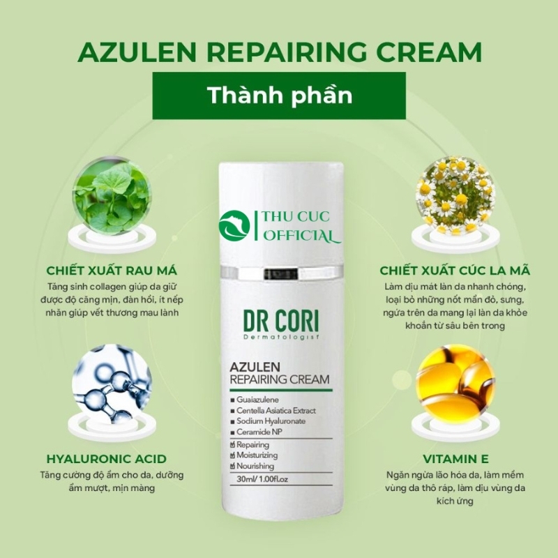 Kem dưỡng ẩm phục hồi Dr Cori Azulen Repairing Cream 30ml