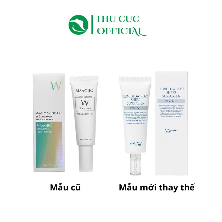 Kem chống nắng VAVAW Lumiglow Rosy Sheer Sunscreen/ Maagiic W Sun Cream SPF 50 PA+++