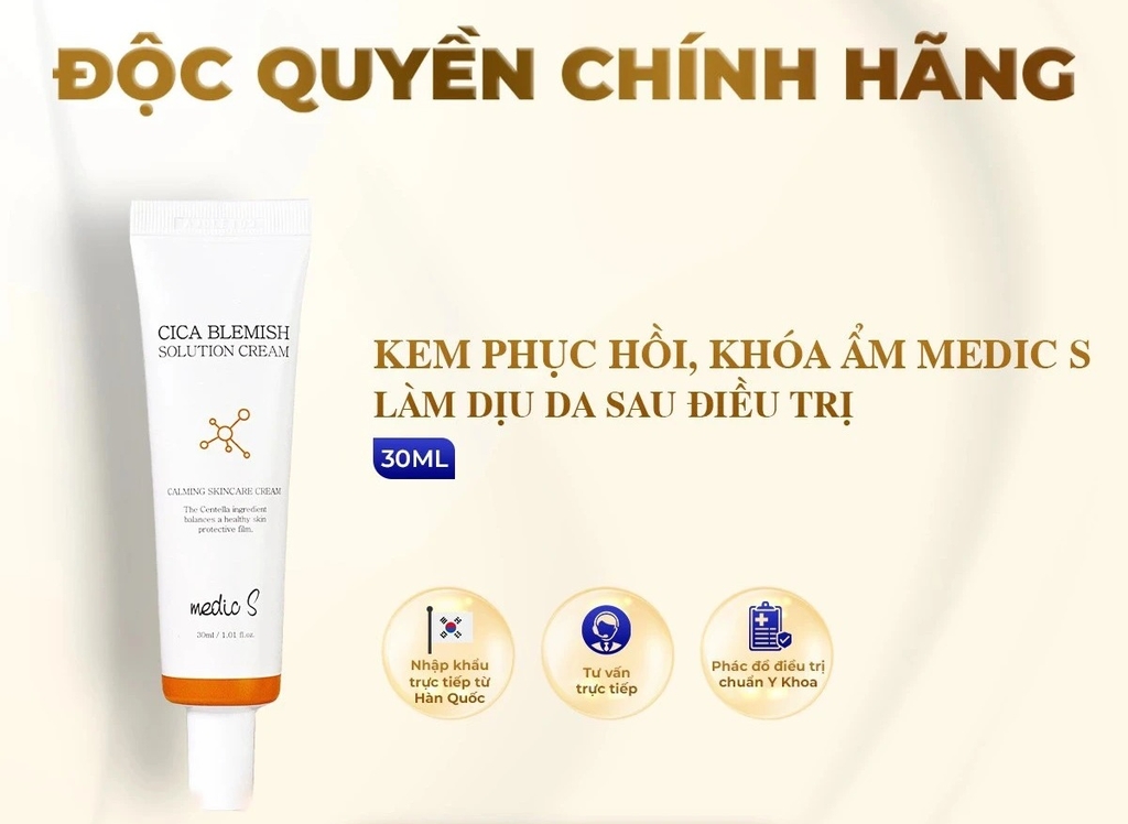 Kem phục hồi Medic S -Cica Blemish Solution 30ml dưỡng ẩm, dịu da