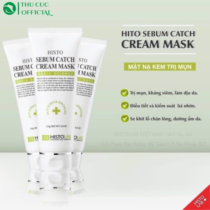 Mặt nạ kem giảm mụn Histolab Sebum Catch Cream Mask Basic Science 250g