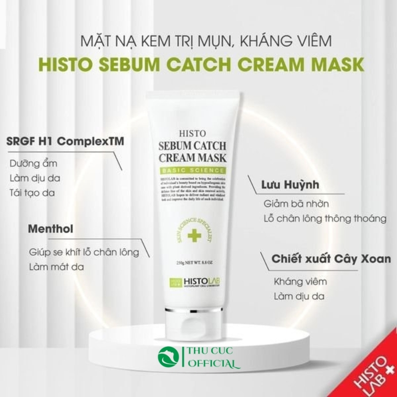 Mặt nạ kem giảm mụn Histolab Sebum Catch Cream Mask Basic Science 250g