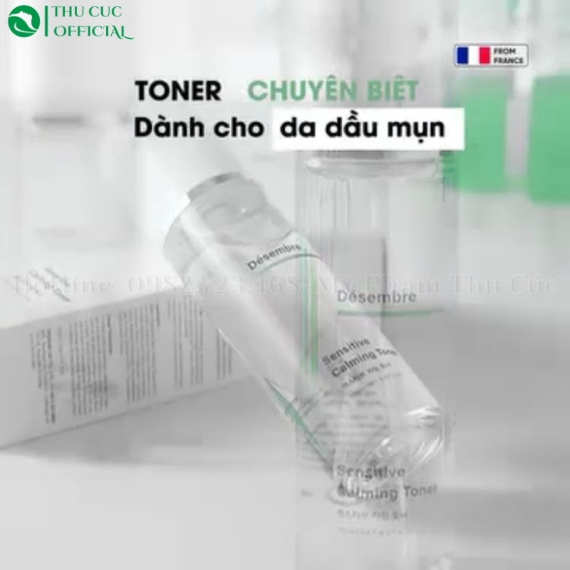 [Tặng mặt nạ] Nước hoa hồng da mụn Desembre Sensitive Calming Toner 150ml