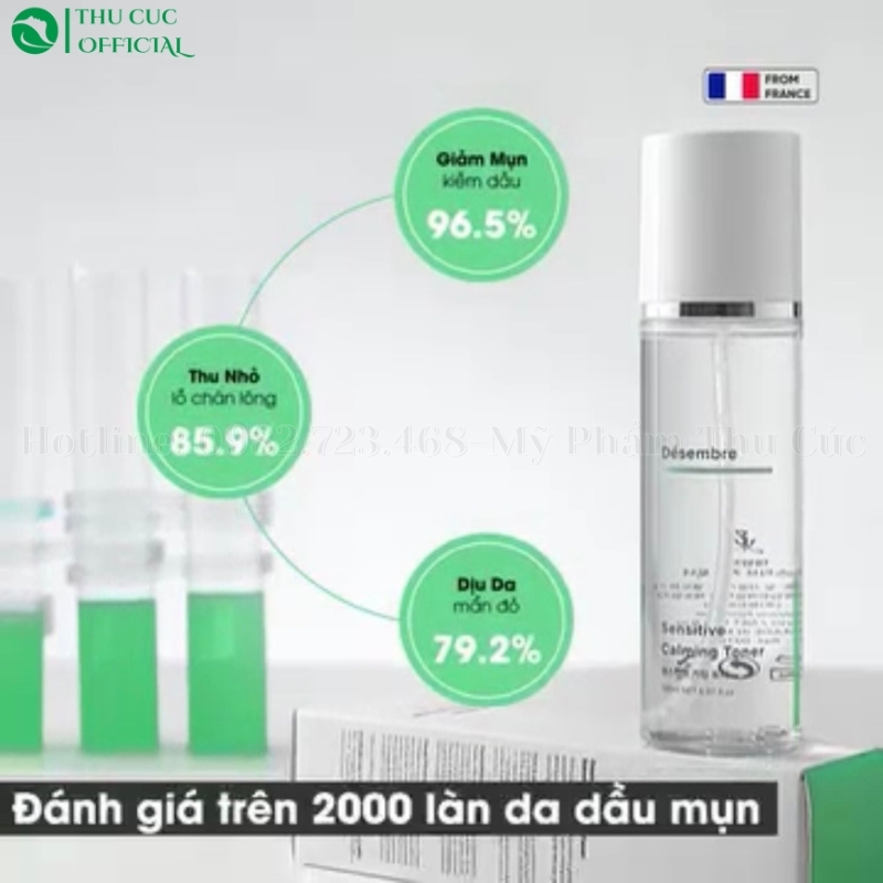 [Tặng mặt nạ] Nước hoa hồng da mụn Desembre Sensitive Calming Toner 150ml