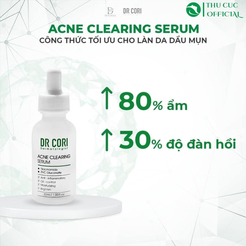 Serum giảm mụn Dr Cori  Acne Clearing 30ml - Giảm viêm kiềm dầu