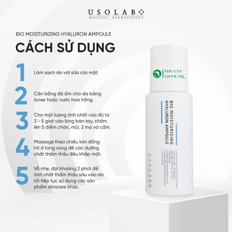 Tinh chất HA Usolab Bio Moisturizing Hyaluron Ampoule 50ml - Dưỡng ẩm, dịu da