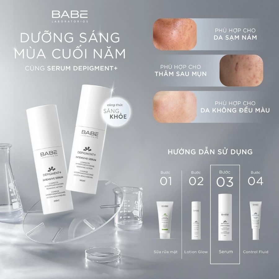 Serum Dưỡng Sáng và Làm Mờ Vết Thâm Nám BABE DEPIGMENT+ Intensive Serum
