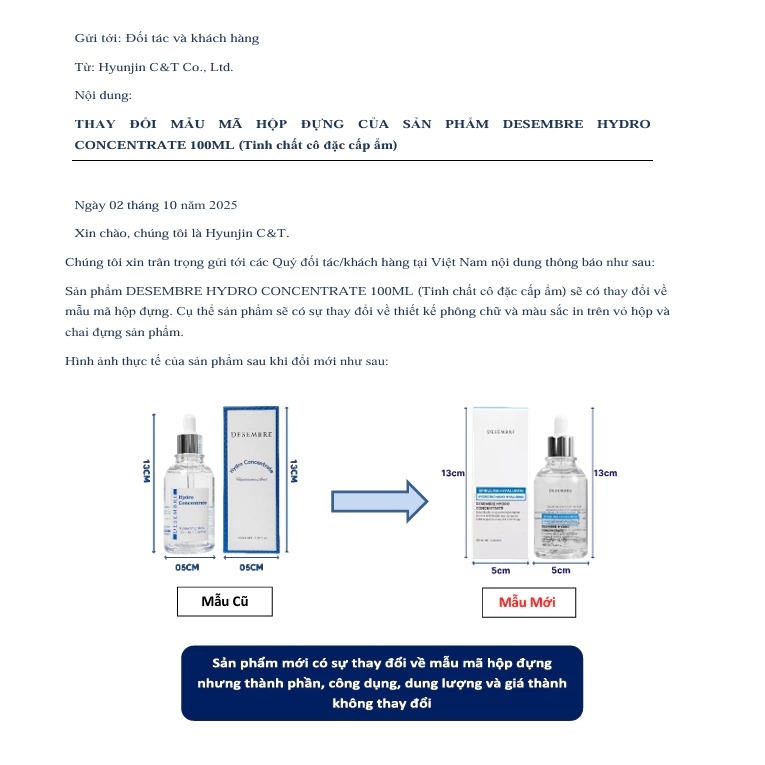 Tinh chất cô đặc cấp ẩm Desembre Chính Hãng