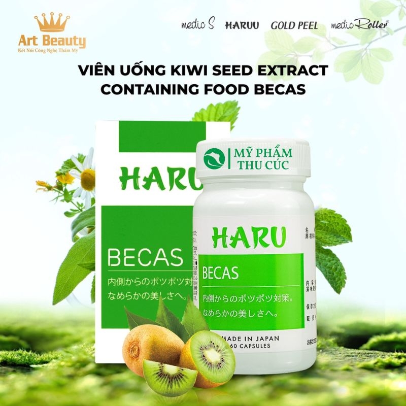 Viên Uống Giảm Mụn Haru Becas, giảm viêm, kiềm dầu 60 viên