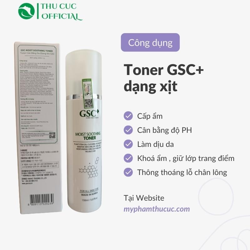 Xịt khoáng GSC+ Moist Soothing Toner - Nước hoa hồng dạng xịt 150ml 