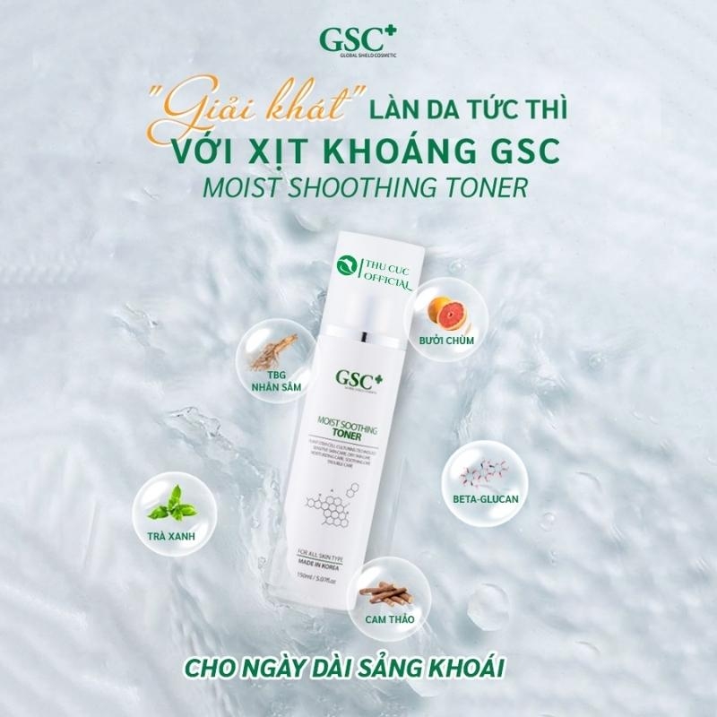 Xịt khoáng GSC+ Moist Soothing Toner - Nước hoa hồng dạng xịt 150ml 